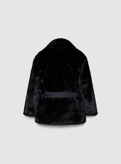 Cappotto effetto pelo lungo con cintura