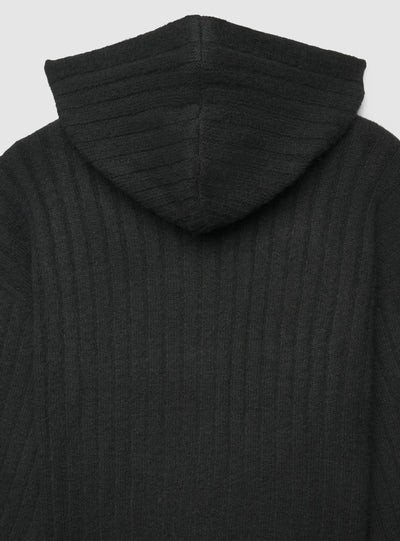 Cardigan crop con cappuccio e zip