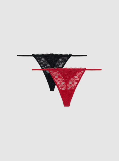 Pack 2 slip perizoma in pizzo