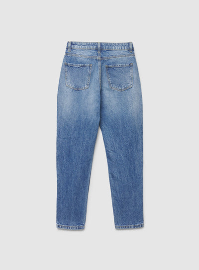 Jeans mom fit a tinta unita