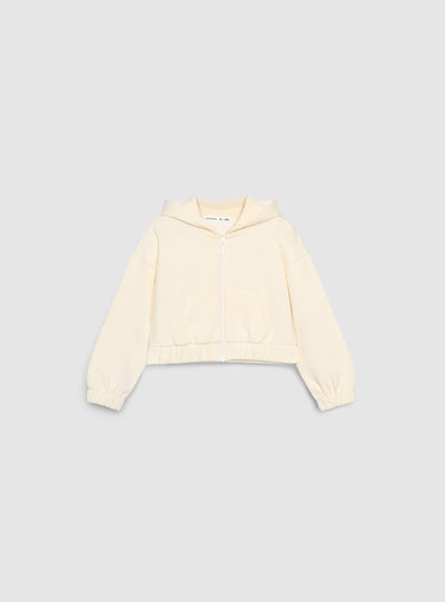 Felpa crop con cappuccio e zip