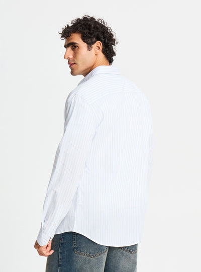 Camicia a righe in popeline stretch