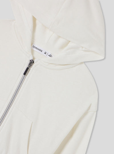Felpa leggera crop con zip e cappuccio