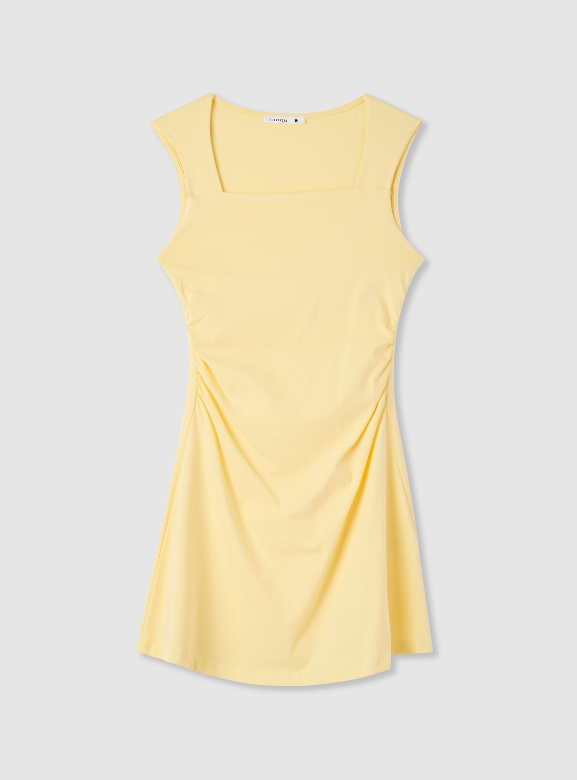 Plain-colour skater dress with ruching - Terranova Plain-colour skater dress with ruching - Terranova
