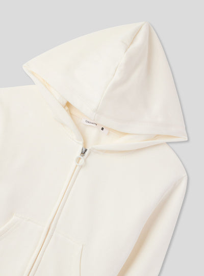 Felpa crop con cappuccio e zip
