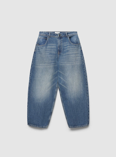 Jeans balloon a tinta unita