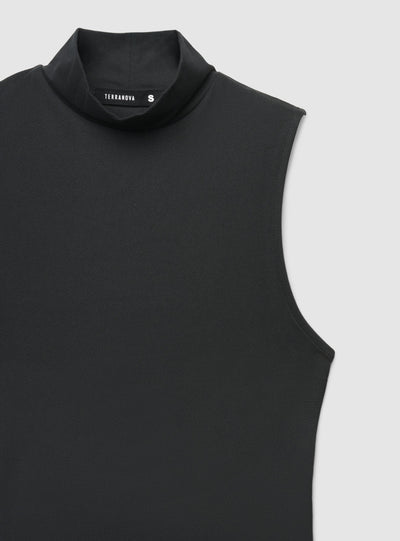 Top crop a tinta unita con collo lupetto