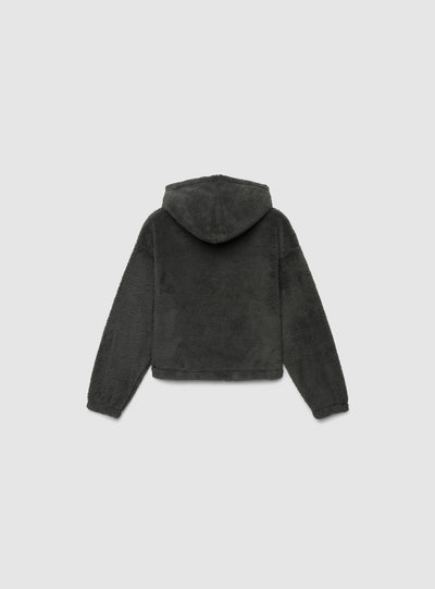 Felpa con cappuccio in sherpa con scritta