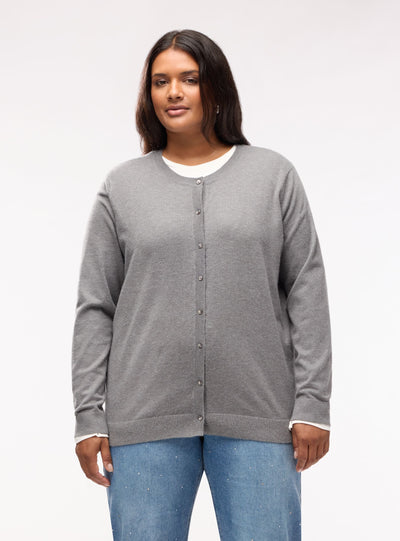 Cardigan con bottoni e scollo tondo