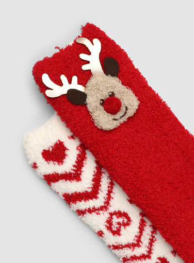 Pack of 2 non-slip socks with Christmas pattern