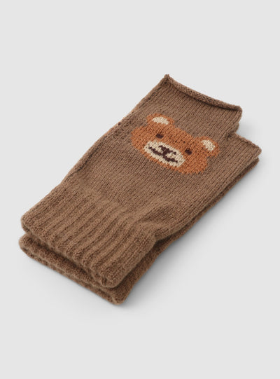 Fingerlose Handschuhe mit Bärenmuster