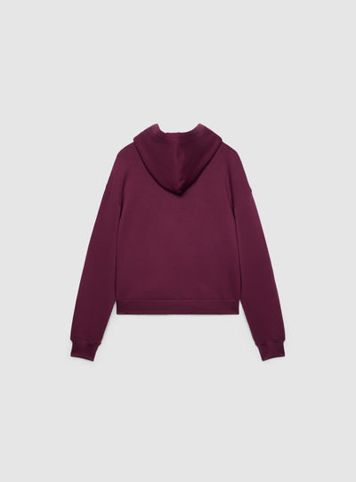 Felpa over con zip e cappuccio a tinta unita