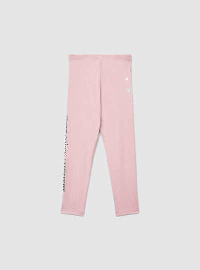 Leggings lunghi da bambina con stampa stelle e scritta