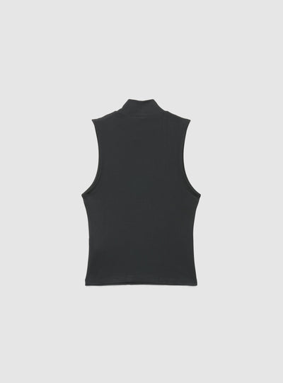 Top crop a tinta unita con collo lupetto
