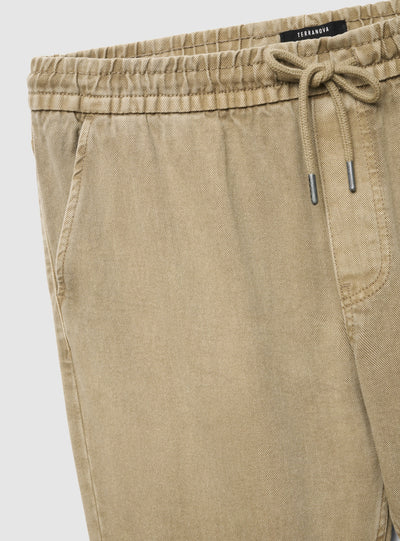 Pantaloni jogger in drill con coulisse