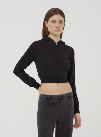 Felpa crop con cappuccio e zip