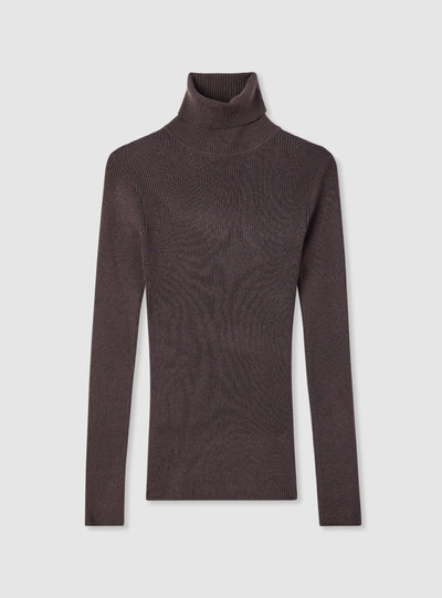 Solid colour ribbed turtleneck sweater