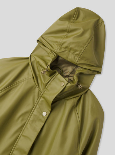 Cappotto effetto cerato con cappuccio