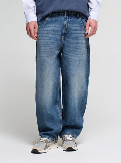 Jeans balloon a tinta unita