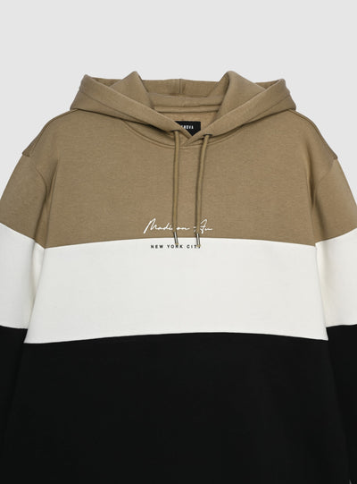 Felpa con cappuccio block color con scritta