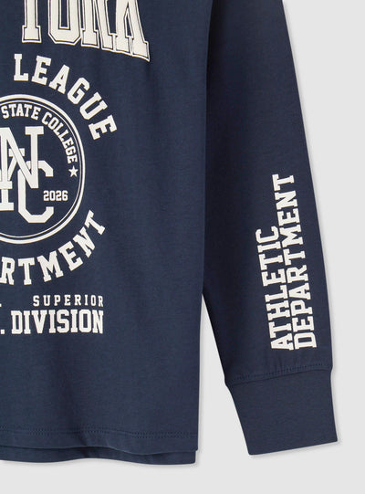 T-shirt manica lunga con stampa college