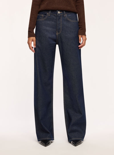 Jeans wide leg a tinta unita