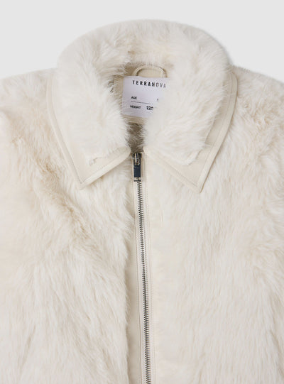 Cropped synthetic fur jacket with zip