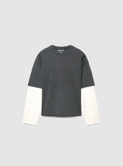 T-shirt boxy doppiata acid wash