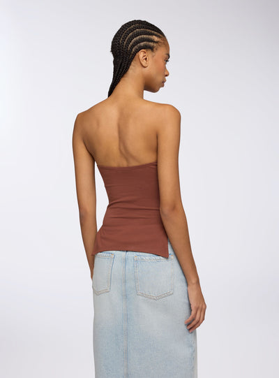 Ruched bandeau top with side slits