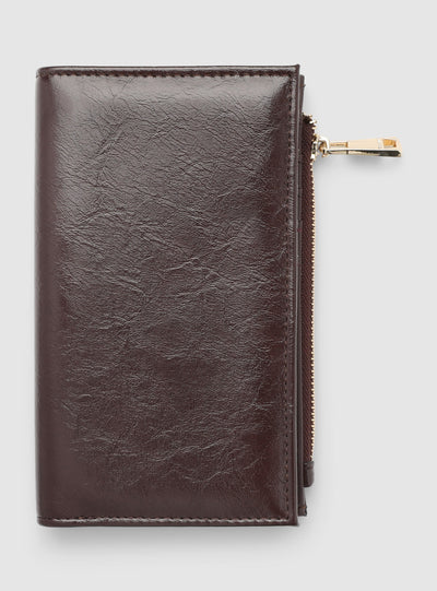 Portafoglio con zip effetto pelle