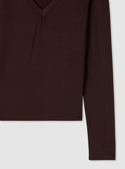 T-shirt a maniche lunghe con scollo a V