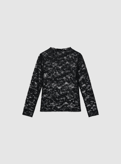Long-sleeve lace T-shirt with sequins