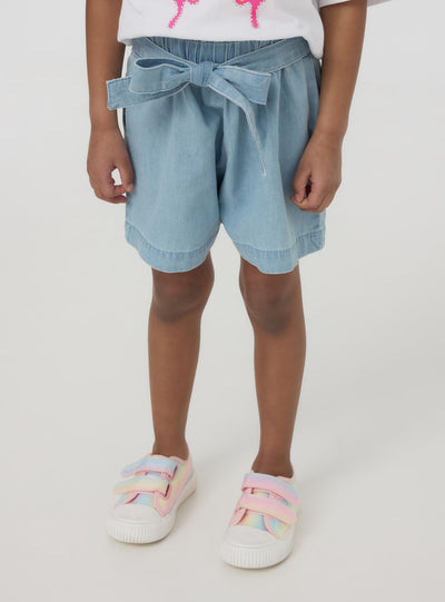 Shorts chambray chiari con fusciacca