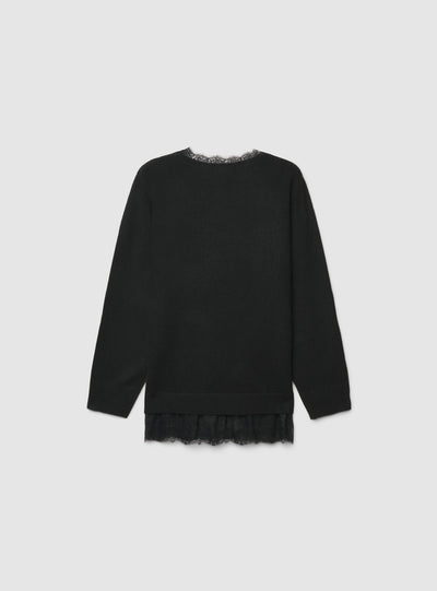 V-neck top with lace inserts