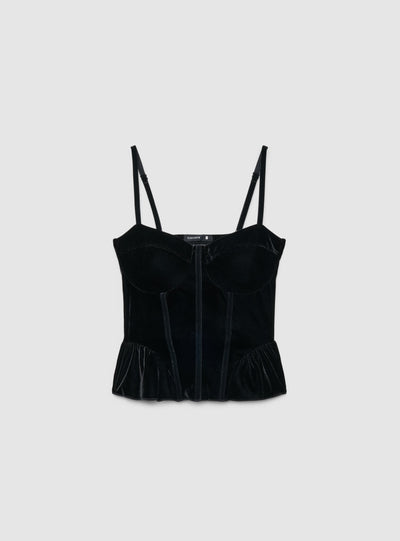 Top bustier con coppe e peplum