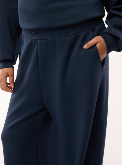 Pantaloni tuta wide leg a tinta unita