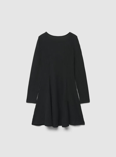 Vestito svasato a coste tinta unita