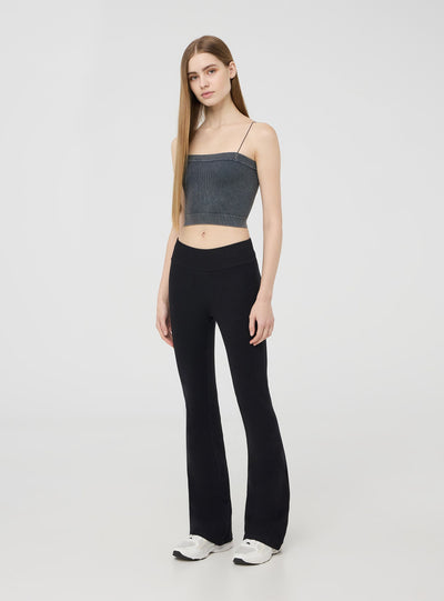 Leggings a zampa tinta unita