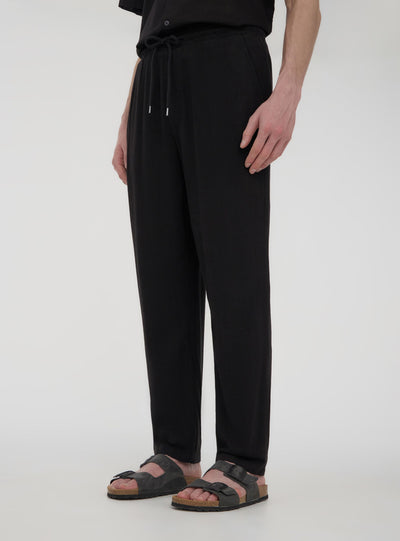 Pantaloni in misto lino con elastico in vita
