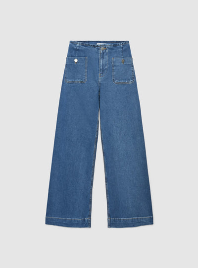 Дънки wide leg с нашити джобове