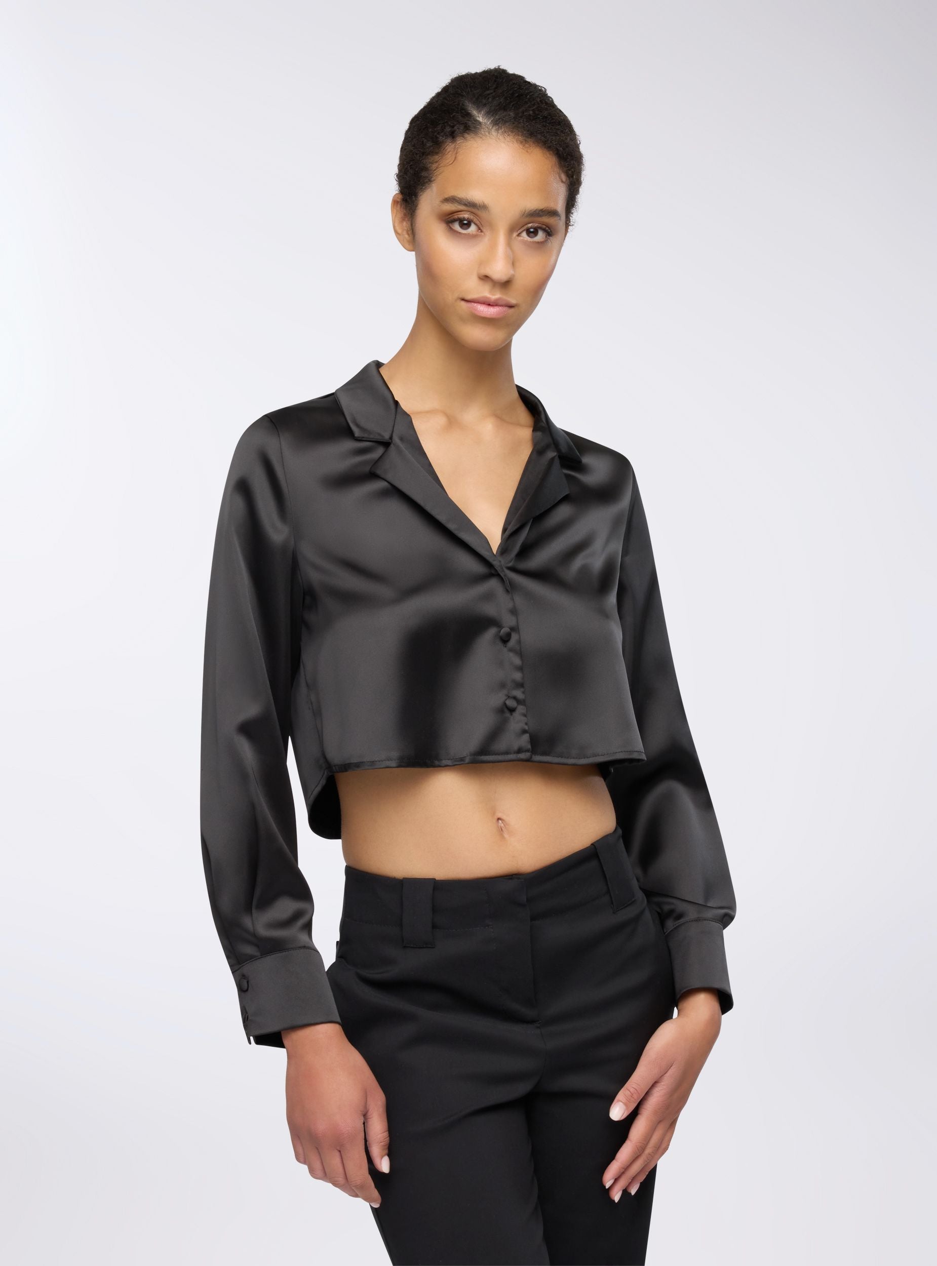 17251✨エトロ 42 シルク100% バロック調 ブラウス キャミソール Satin-effect crop shirt - Terranova