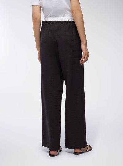 Pantaloni wide leg con vita a contrasto