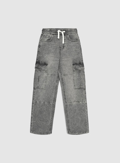 Jeans cargo wide leg con coulisse