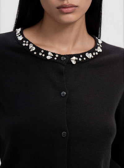 Cardigan con applicazioni gioiello