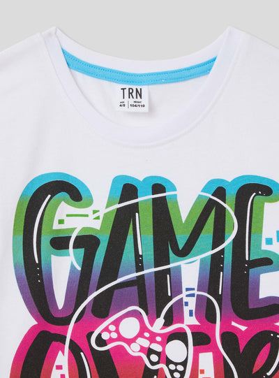 T-shirt con scritta gaming