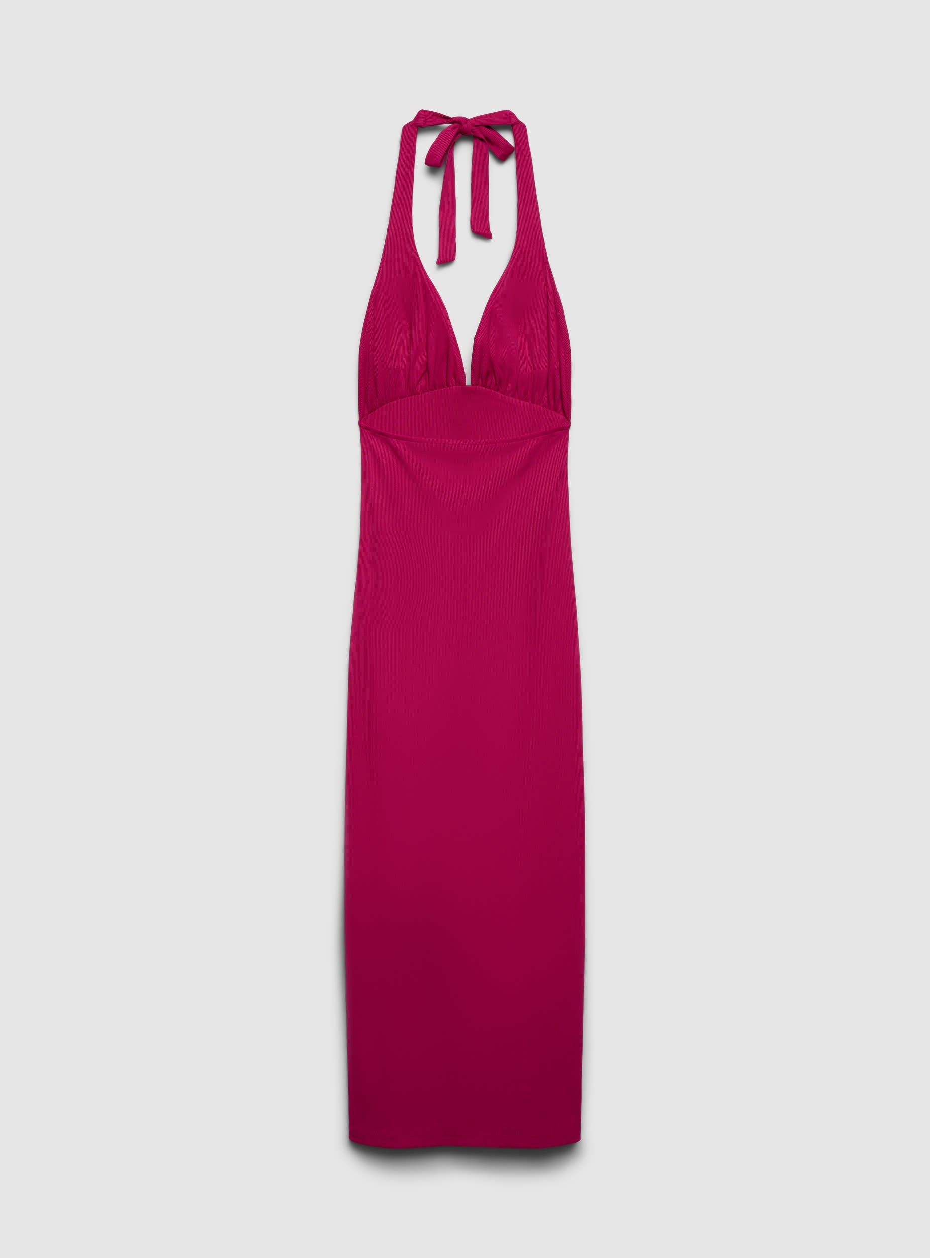 Long halterneck dress with cups and slit - Terranova Long halterneck dress with cups and slit - Terranova