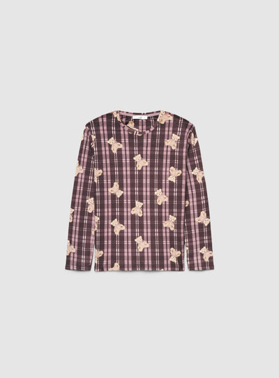 Set pigiama con stampa orsetti e motivo tartan