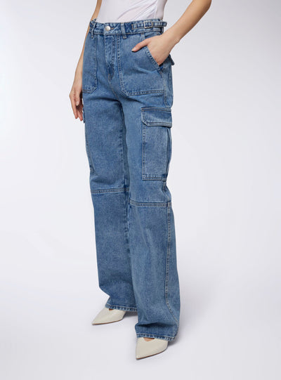 Jeans cargo con fasce regolabili in vita