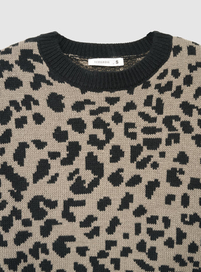 Maglia ampia animalier con maniche ballon