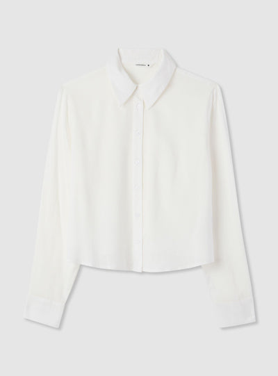 Camicia crop a tinta unita
